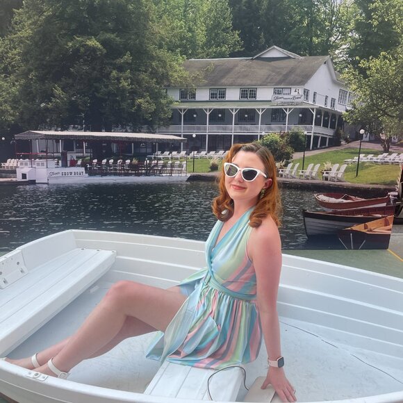 Pastel Halter Dress with Slit – Mrs. Maisel-Inspired Vintage Glam - Picture 2 of 7